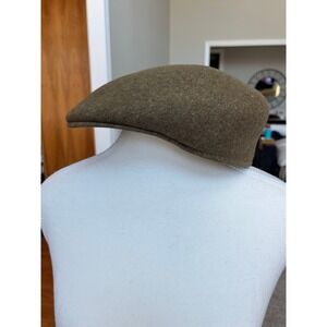 Vintage Made in Canada Wool Flat Cap Ivy Newsboy Hat Olive Brown Mens XL